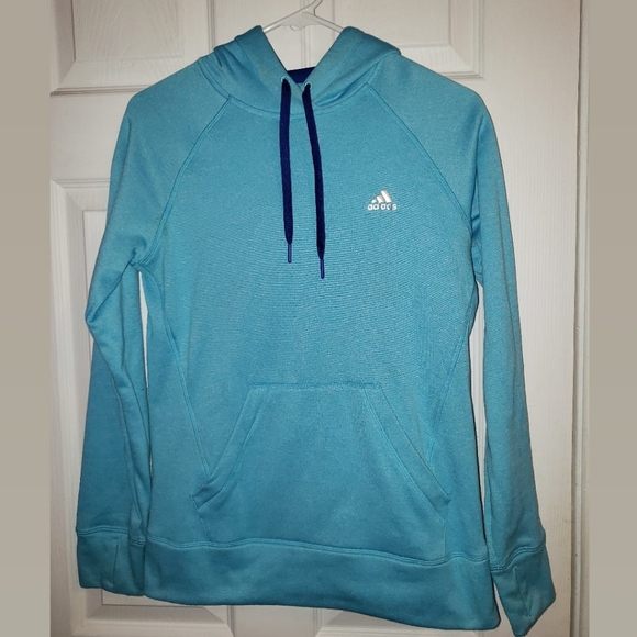 WOMENS ADIDAS BLUE HOODIE - Picture 1 of 1